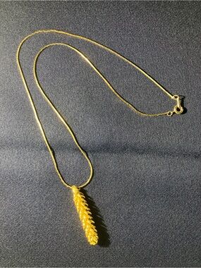 Gold Pendant Wheat Spike Necklace - Women Jewelry